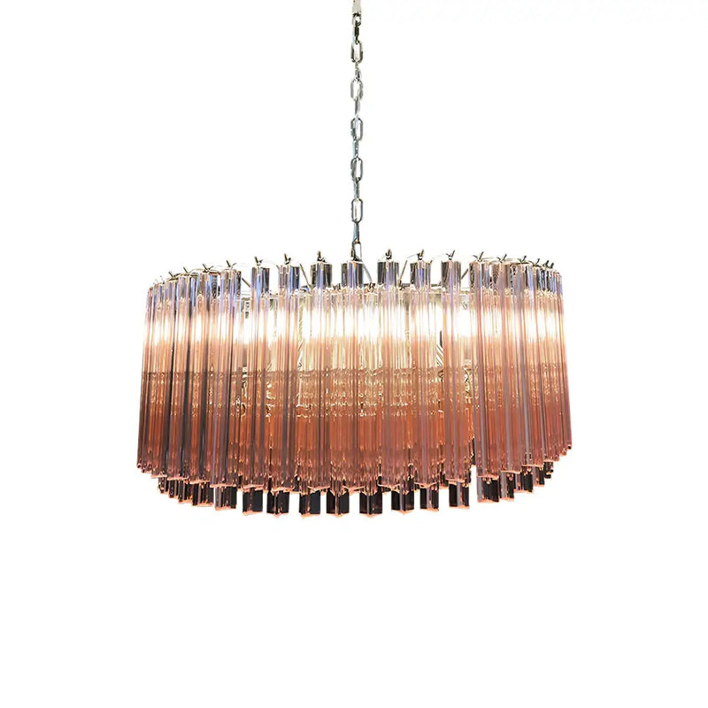 Murano Triedri Round Prisms Pink Chandelier | Korewolamp