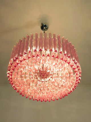 Murano Triedri Round Prisms Pink Chandelier