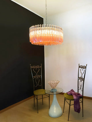 Murano Triedri Round Prisms Pink Chandelier