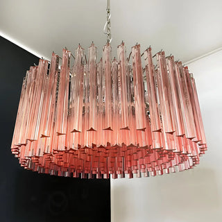 Murano Triedri Round Prisms Pink Chandelier