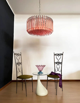 Murano Triedri Round Prisms Pink Chandelier