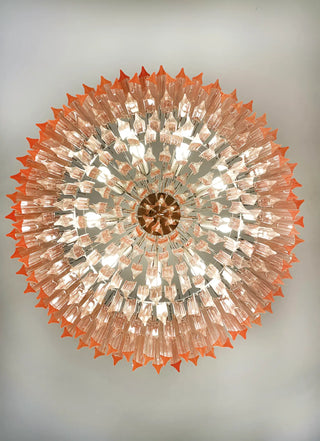 Murano Triedri Round Prisms Pink Chandelier