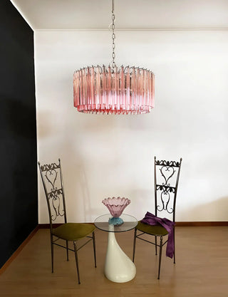 Murano Triedri Round Prisms Pink Chandelier