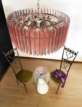 Murano Triedri Round Prisms Pink Chandelier