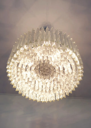 Murano Triedri Round Prisms Transparent Chandelier