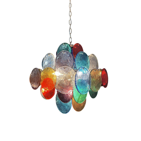 Vintage Murano Multicolored Disc Chandelier
