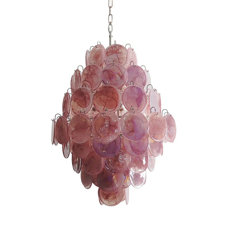 Round Pink Layered Glass Chandelier | Korewolamp