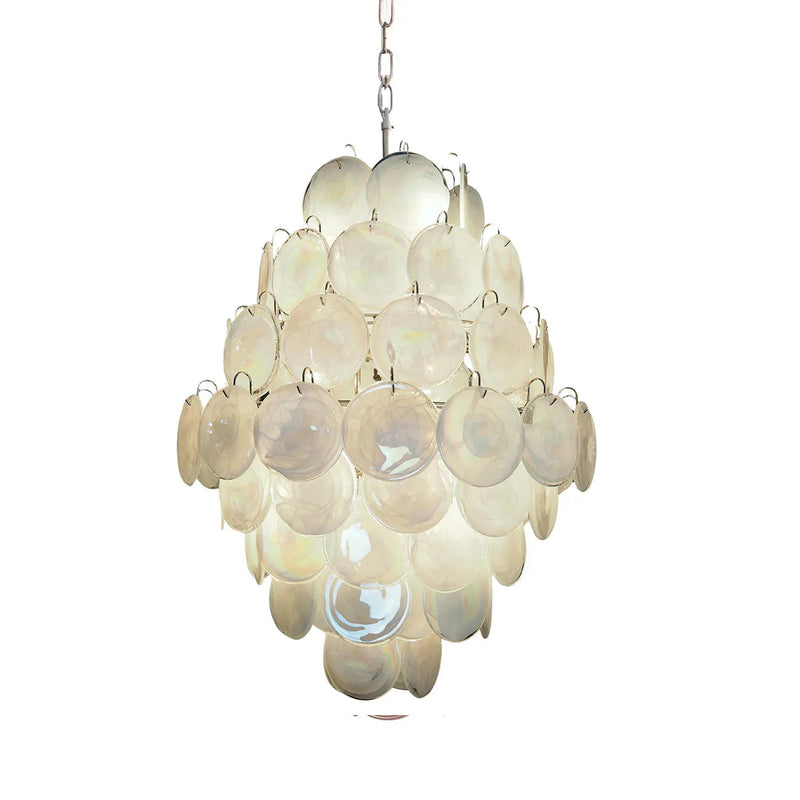 Round White Layered Glass Chandelier | Korewolamp