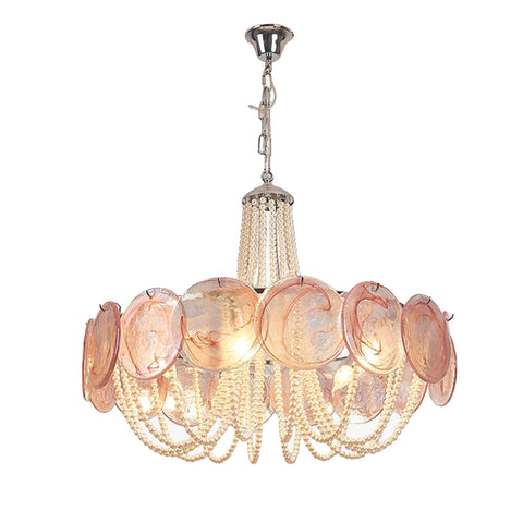Murano Pink Disc Glass Chandelier | Korewolamp