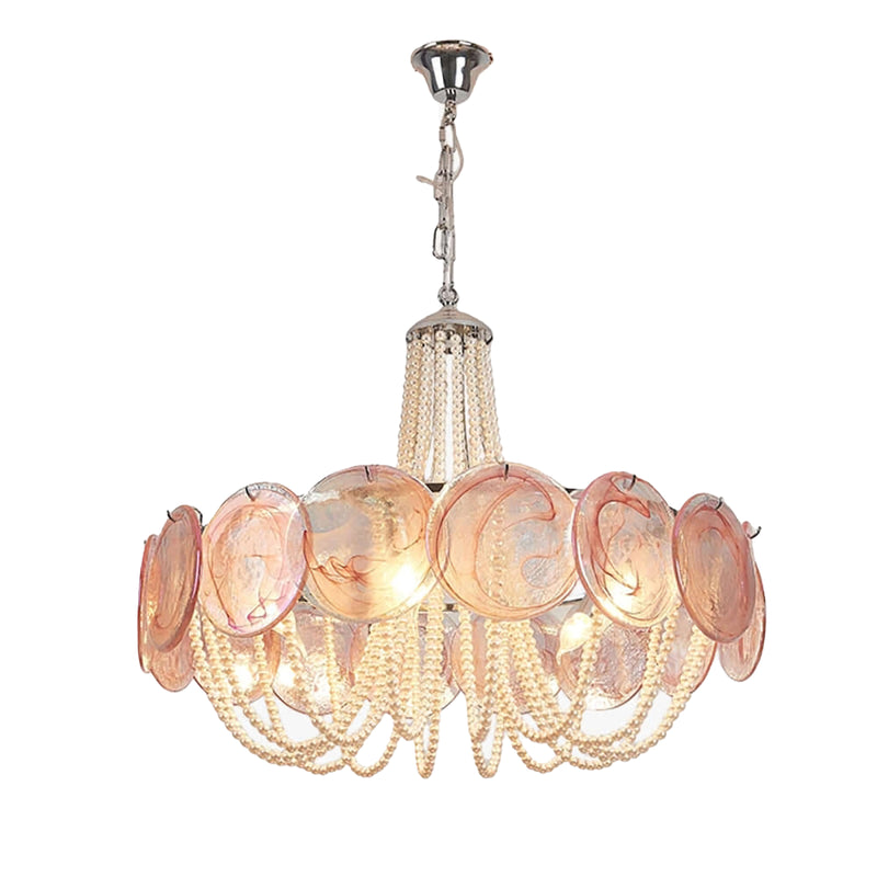 Murano Pink Disc Glass Chandelier | Korewolamp