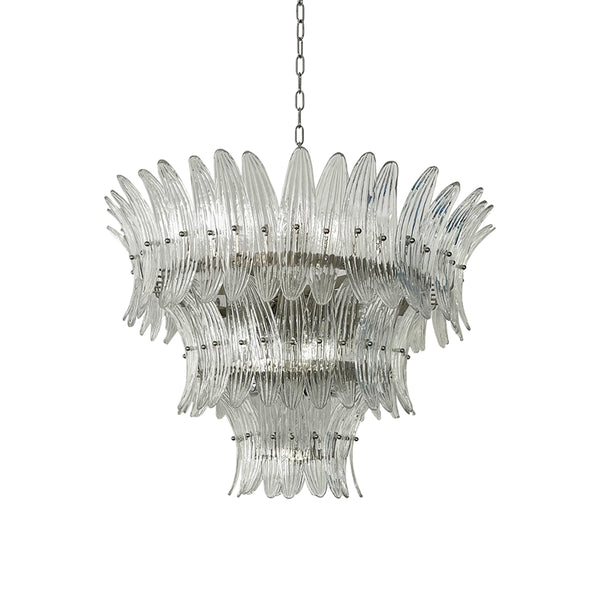 Palm Leaves Murano Transparent Glass Chandelier