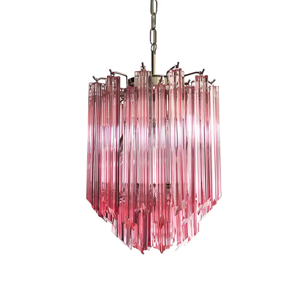 Quadriedri Murano Prisms Pink Chandelier