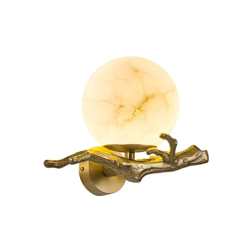 Retro Brass Twigs Alabaster Wall Lamp | Korewolamp