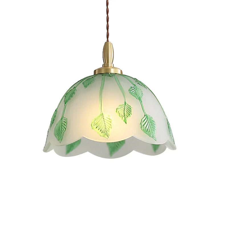 Retro Round Leaf Glass Pendant Lamp | Korewolamp