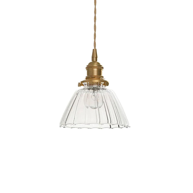 Retro Ribbed Glass Pendant Light | Korewolamp