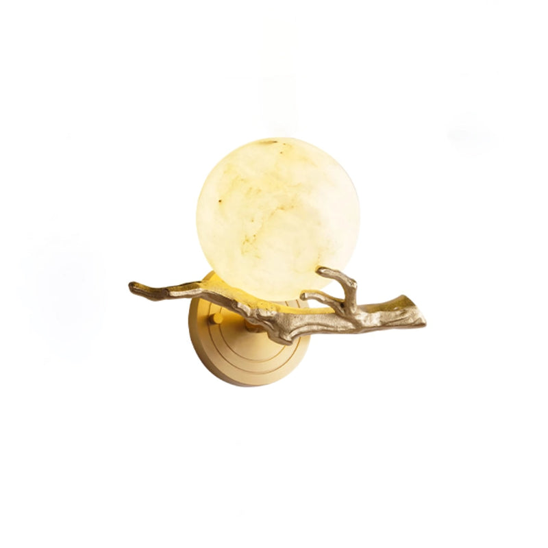 Retro Twigs Round Alabaster Wall Lamp | Korewolamp