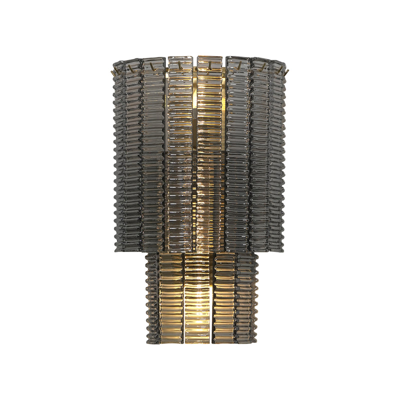 Ribbed Smoky Gray Glass Layered Wall Lamp | Korewolamp