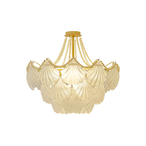 Ribbed Glass Shell Pendant Chandelier