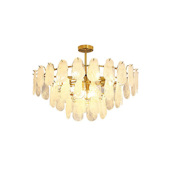 Round Cloud Glass Brass Chandelier