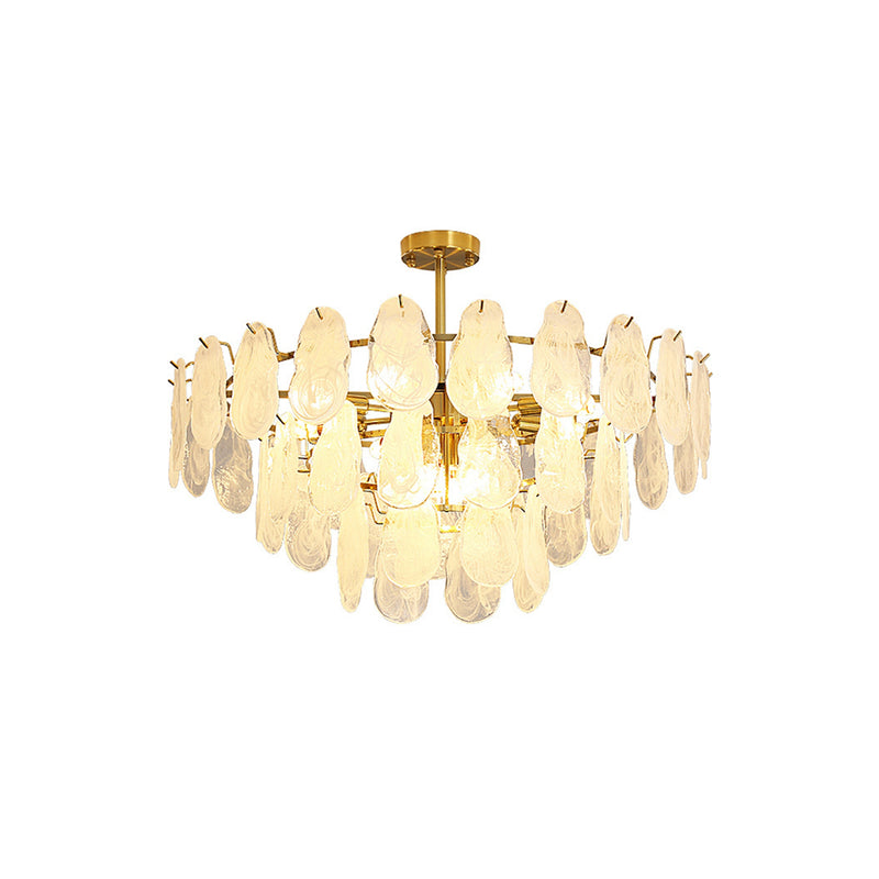 Round Cloud Glass Brass Chandelier | Korewolamp