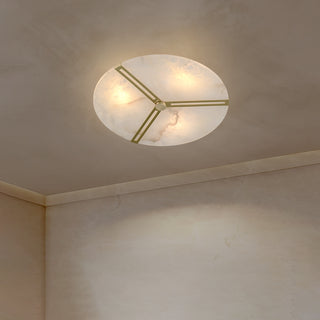 Round Copper Alabaster Ceiling Light