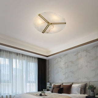 Round Copper Alabaster Ceiling Light