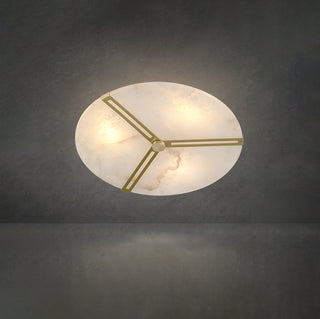 Round Copper Alabaster Ceiling Light