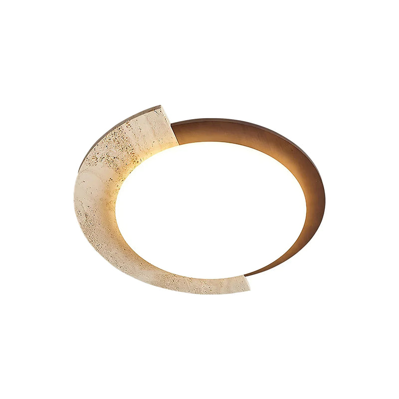 Round Eclipse Halo Travertine Ceiling Lamp | Korewolamp
