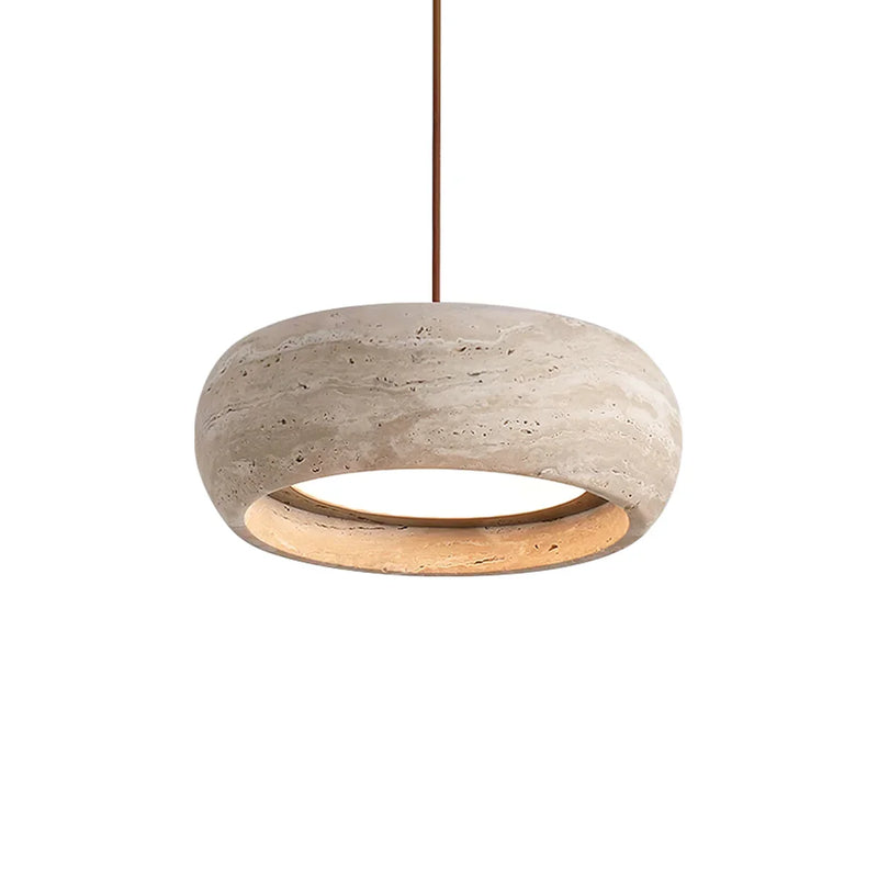Round Travertine Drum Pendant Lamp | Korewolamp
