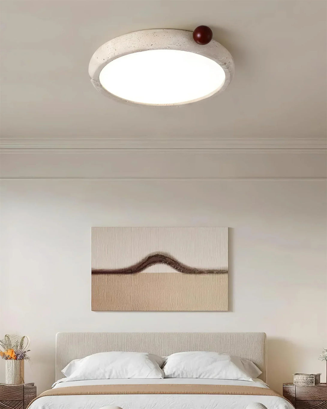 Round Travertine Metra Ceiling Light | korewo Lamp – korewolamp