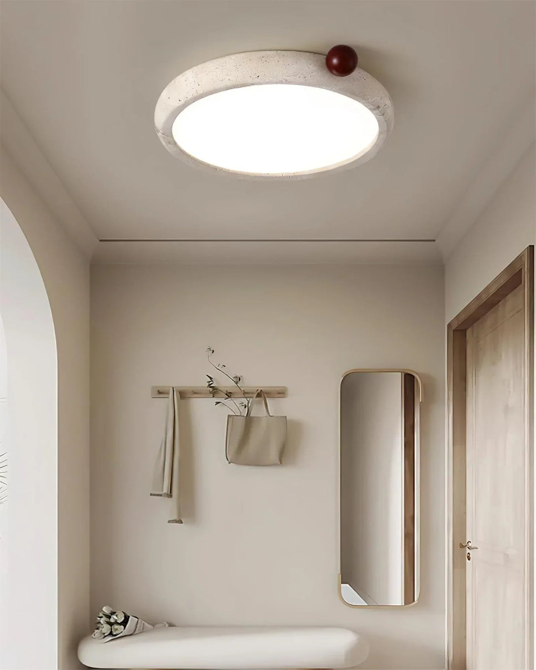 Round Travertine Metra Ceiling Light | korewo Lamp – korewolamp