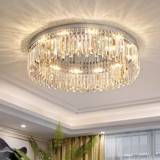 Silver Round Crystal Ceiling Lamp