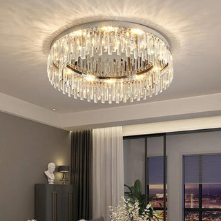 Silver Round Crystal Ceiling Lamp