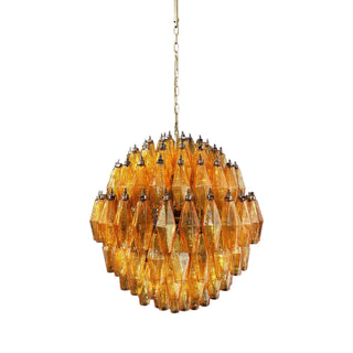 Spherical Murano Poliedri Amber Glass Chandelier