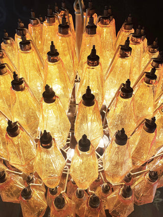 Spherical Murano Poliedri Amber Glass Chandelier