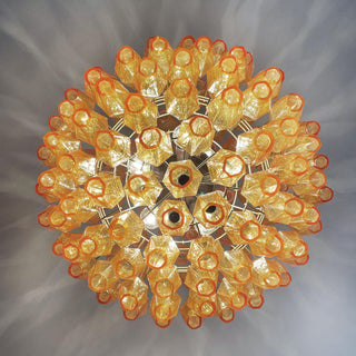 Spherical Murano Poliedri Amber Glass Chandelier