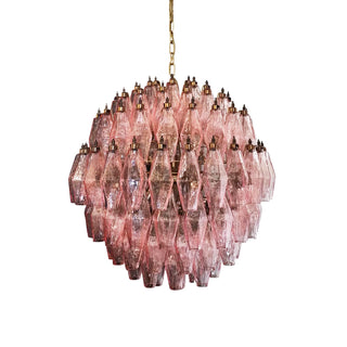 Spherical Murano Poliedri Pink Glass Chandelier