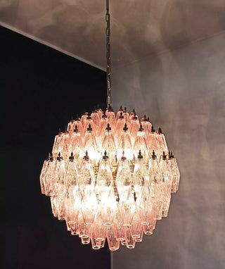 Spherical Murano Poliedri Pink Glass Chandelier