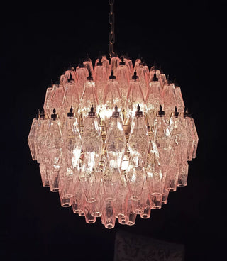 Spherical Murano Poliedri Pink Glass Chandelier