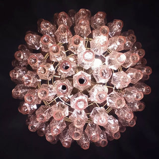 Spherical Murano Poliedri Pink Glass Chandelier