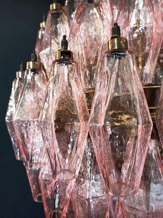 Spherical Murano Poliedri Pink Glass Chandelier