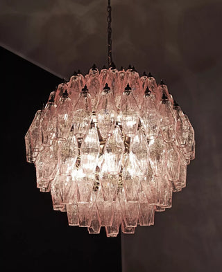 Spherical Murano Poliedri Pink Glass Chandelier