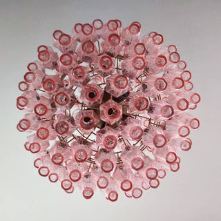 Spherical Murano Poliedri Pink Glass Chandelier