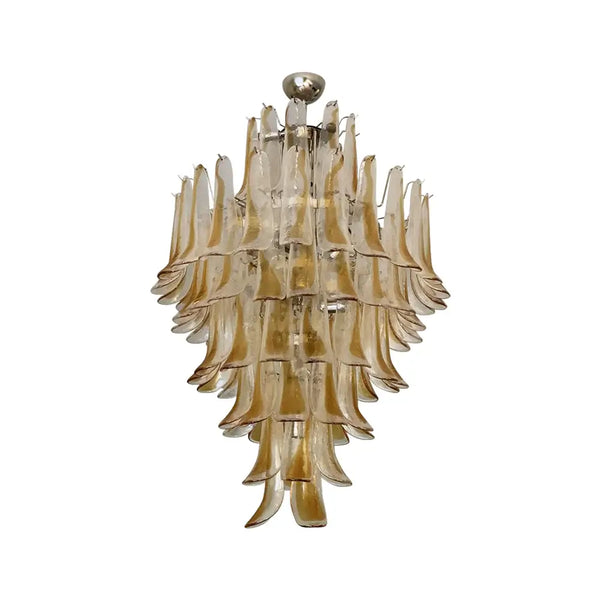 Stunning Murano Amber Glass Petals Chandelier