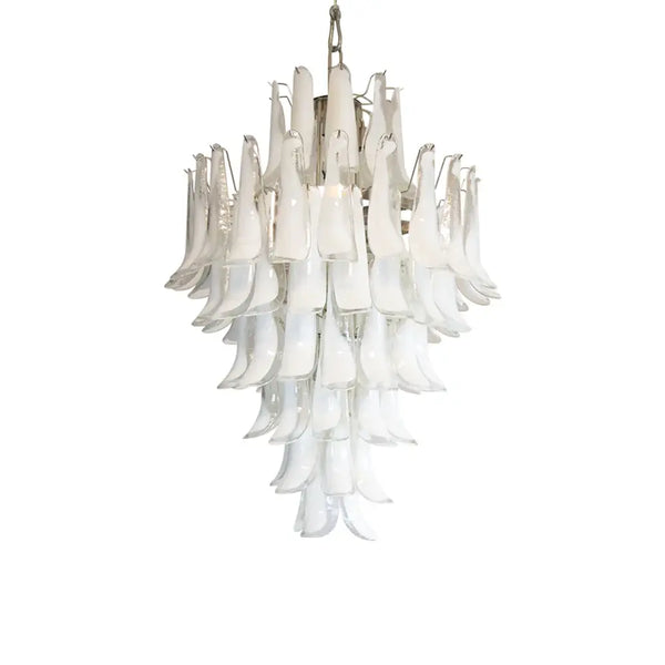 Stunning Murano White Glass Petals Chandelier