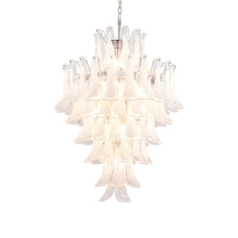 Stunning Murano White Glass Petals Chandelier | Korewolamp