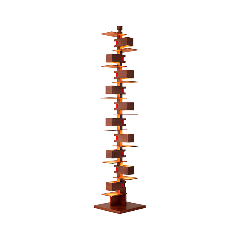 Taliesin Wood Stacked Floor Lamp | Korewolamp