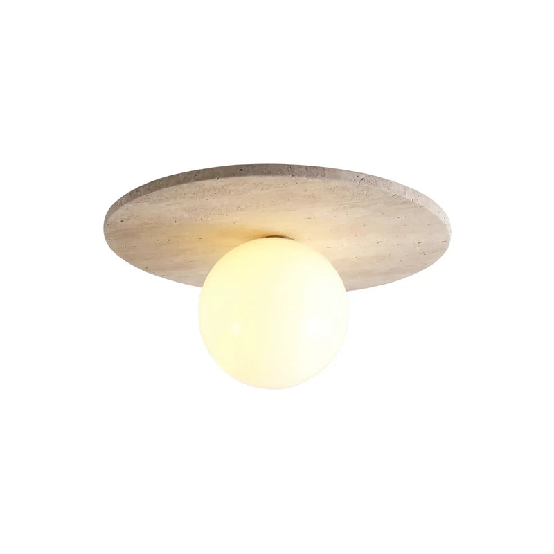 Tanner Disc Travertine Ceiling Light | Korewolamp