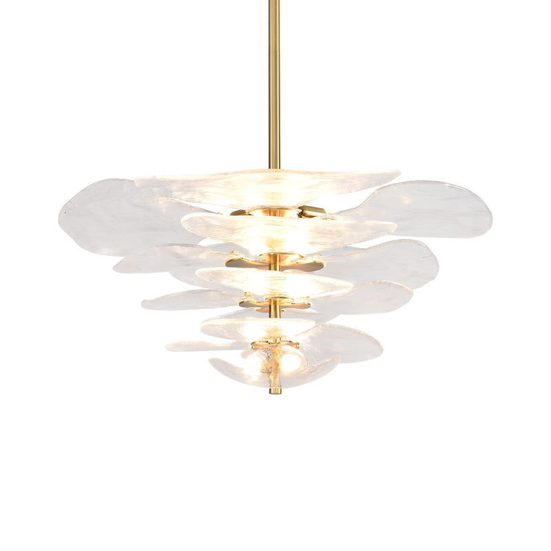 Leaf-Shaped White Textured Glass Chandelier | Korewolamp