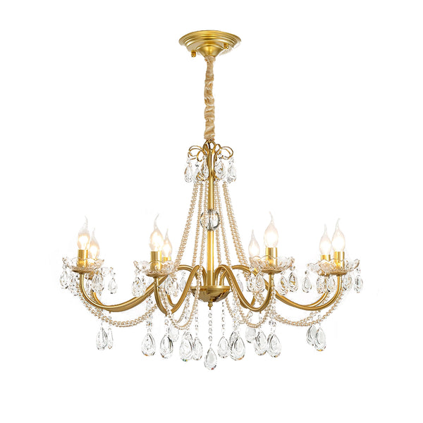 Traditional Iron Floral Candelabra Crystal Chandelier